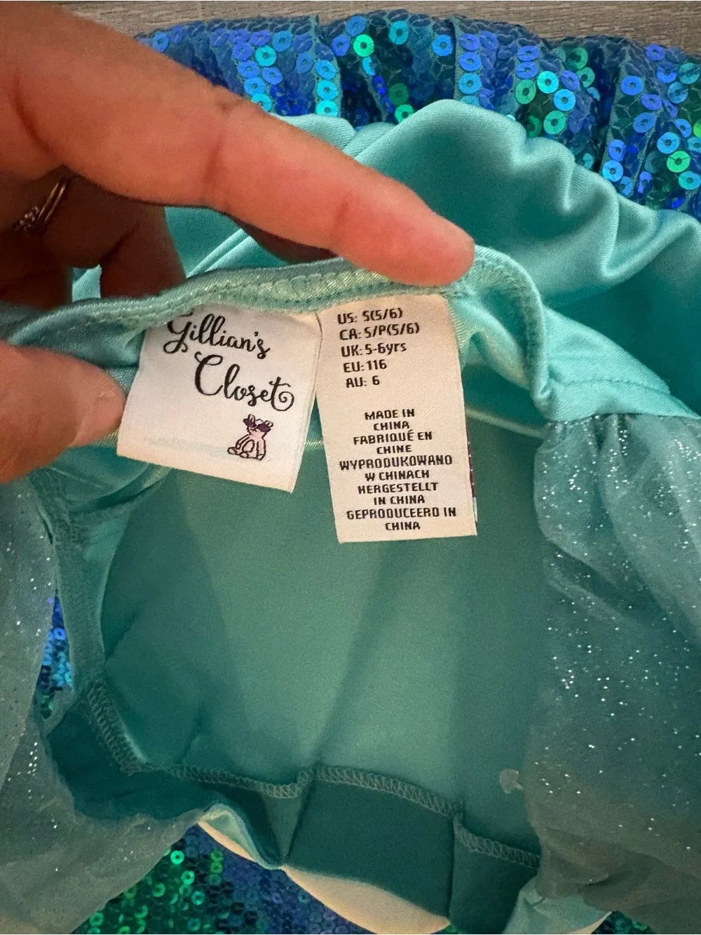 Mermaid Sequin Dress-Up Costume in Teal with Shell Headband - Halloween